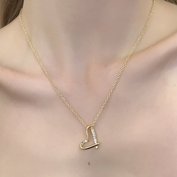 Jewelry - 3/$20 New Gold & Silver Rhinestone Heart Necklace